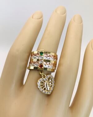 Virgin Mary Ring Semanario 14K Gold Plated Womens Sz 7 Anillo Oro Laminado Mujer